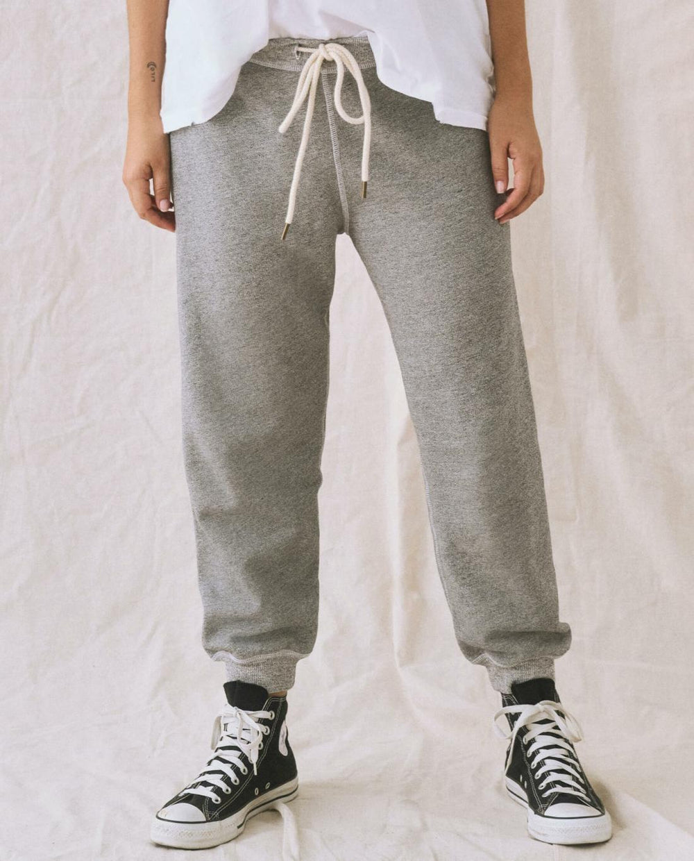 Sweatpants | Women The Great. The Cropped Sweatpant. Varsity Grey