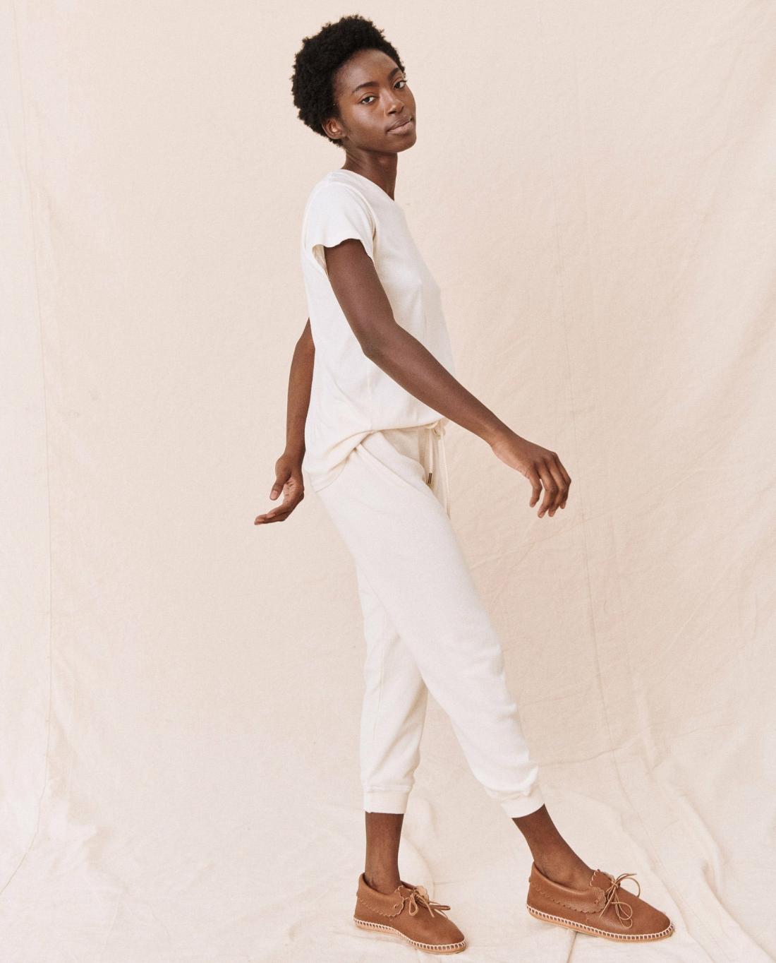 Sweatpants | Women The Great. The Cropped Sweatpant. Washed White