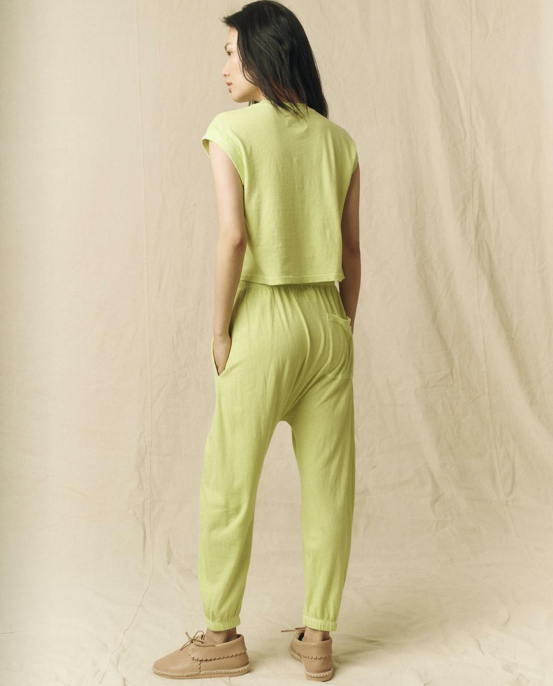 Sweatpants | Women The Great. The Jersey Jogger Pant. Lime Zest