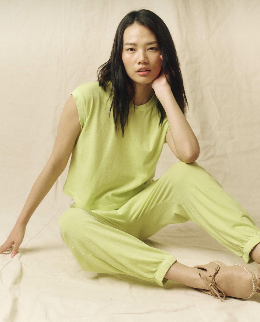 Sweatpants | Women The Great. The Jersey Jogger Pant. Lime Zest