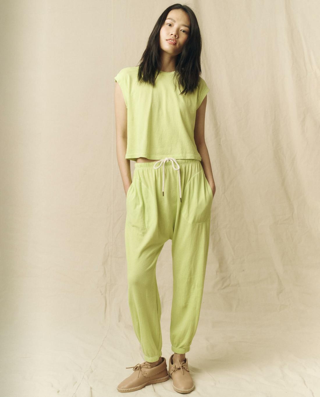 Sweatpants | Women The Great. The Jersey Jogger Pant. Lime Zest