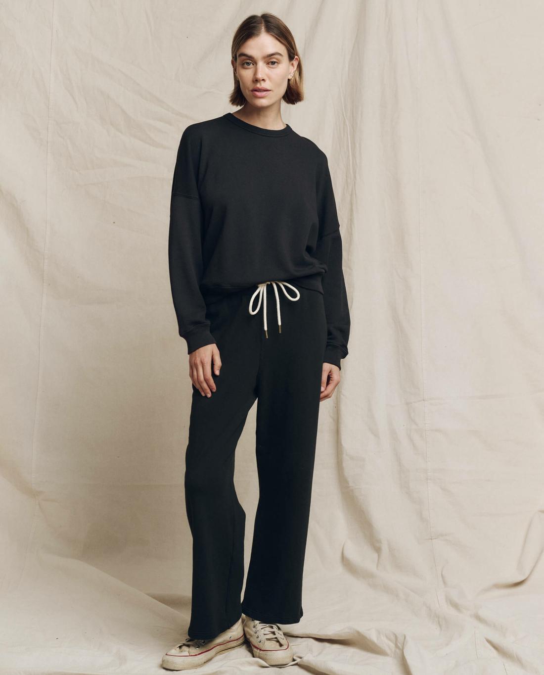 Sweatpants | Women The Great. The Lap Sweatpant. Solid Almost Black