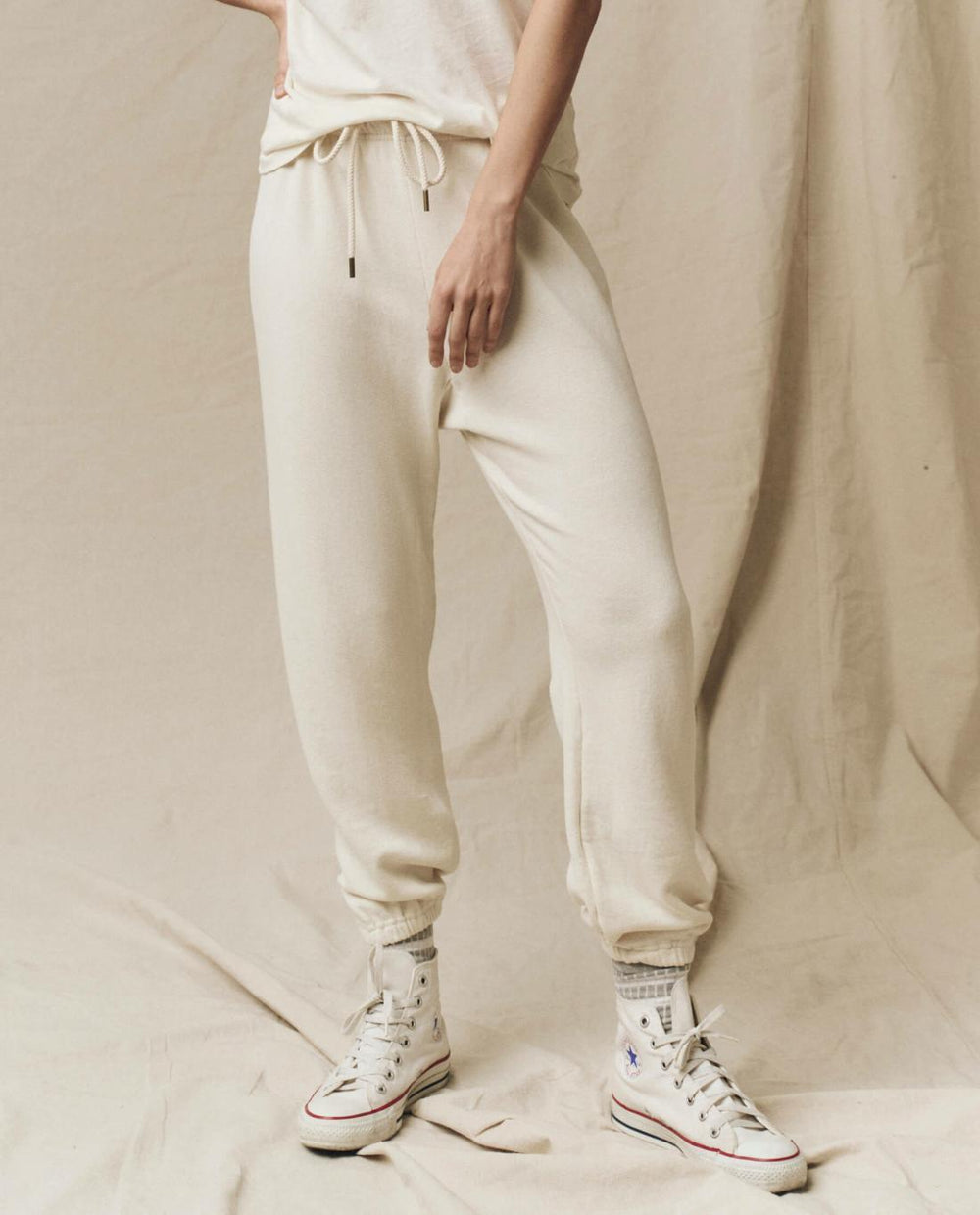 Sweatpants | Women The Great. The Stadium Sweatpant. Solid Washed White