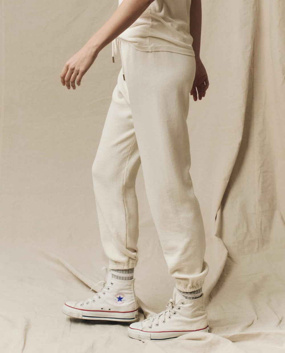 Sweatpants | Women The Great. The Stadium Sweatpant. Solid Washed White