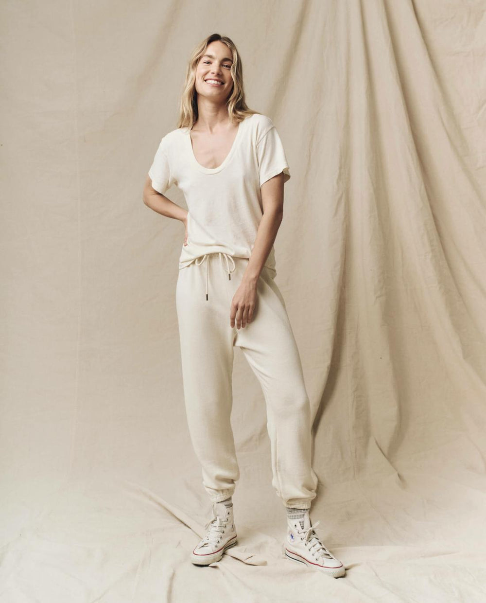 Sweatpants | Women The Great. The Stadium Sweatpant. Solid Washed White