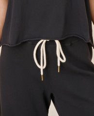 Sweatpants | Women The Great. The Wide Leg Cropped Sweatpant. Almost Black