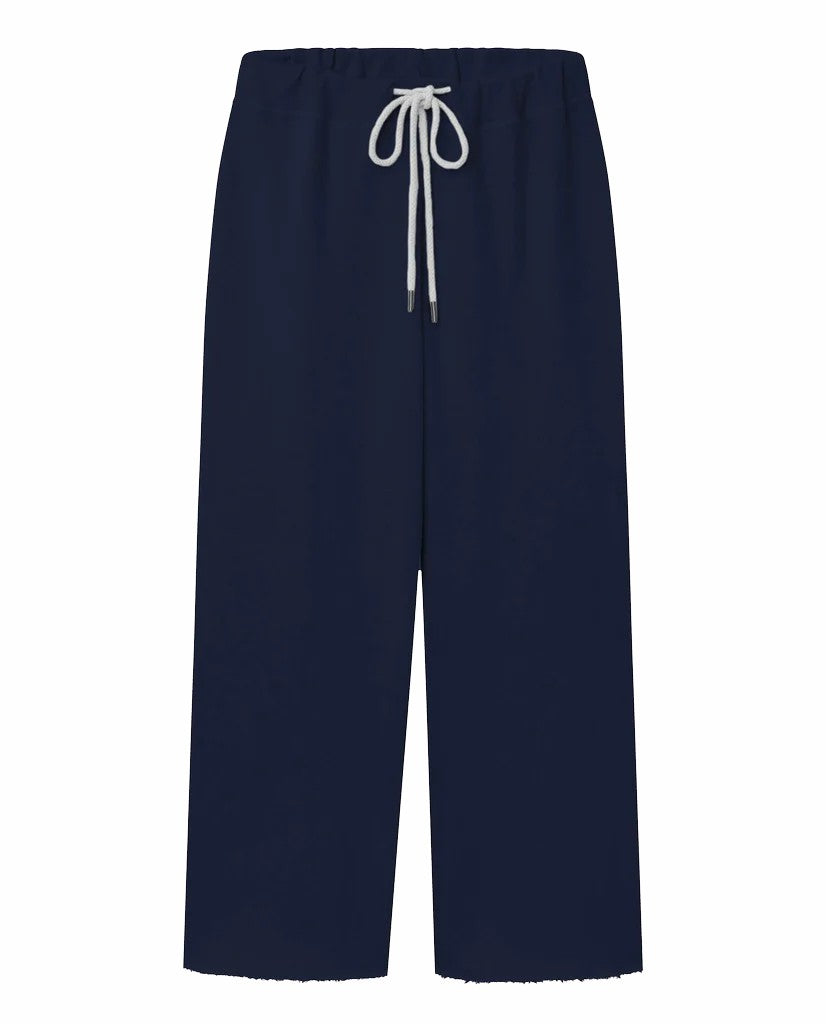 Sweatpants | Women The Great. The Wide Leg Cropped Sweatpant. True Navy