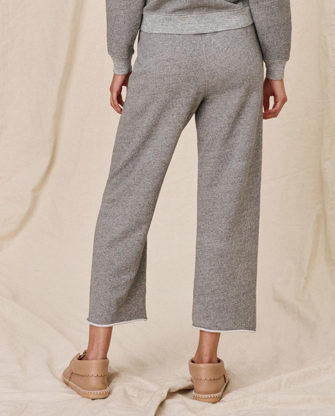 Sweatpants | Women The Great. The Wide Leg Cropped Sweatpant. Varsity Grey