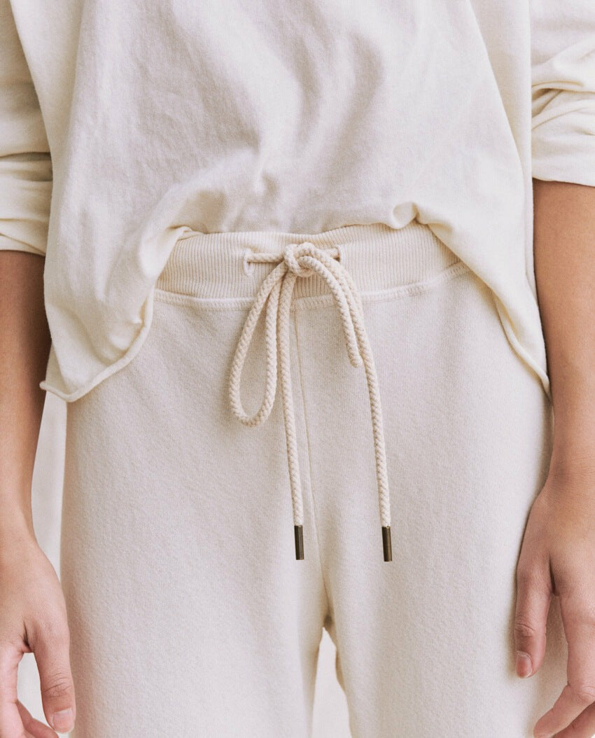 Sweatpants | Women The Great. The Wide Leg Cropped Sweatpant. Washed White