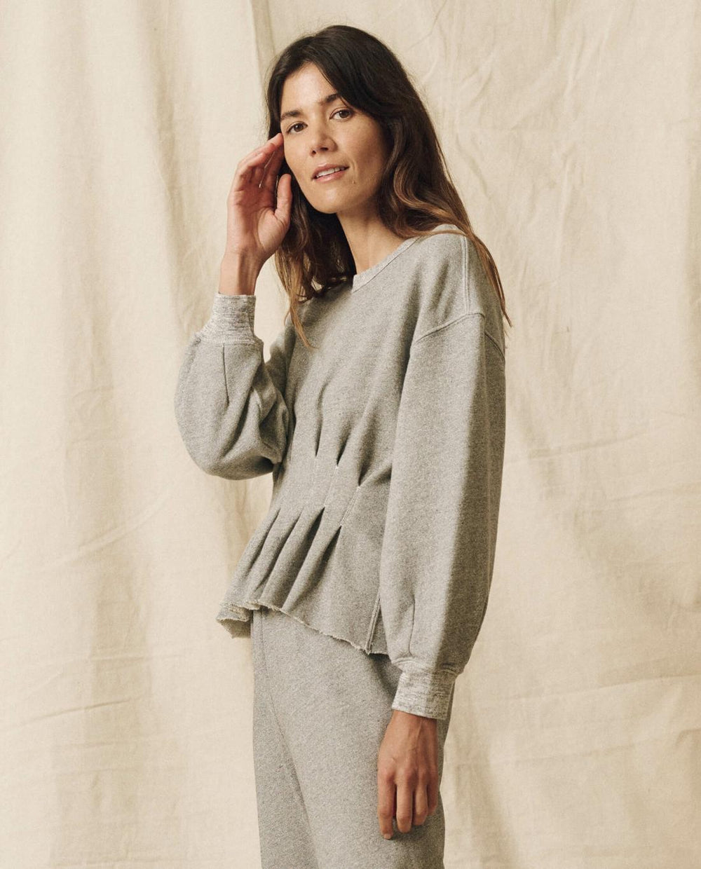 Sweatshirts | Women The Great. The Corset Sweatshirt. Varsity Grey