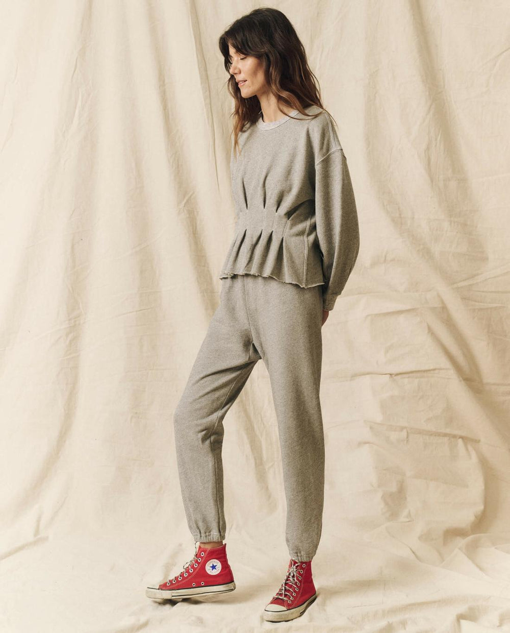 Sweatshirts | Women The Great. The Corset Sweatshirt. Varsity Grey