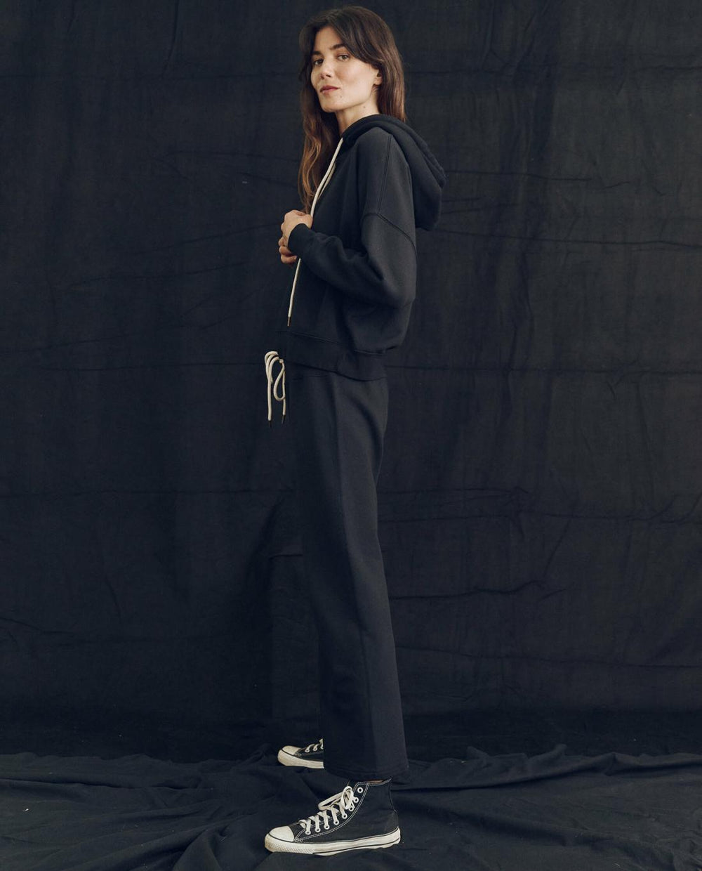 Sweatshirts | Women The Great. The Teammate Hoodie. Solid Almost Black