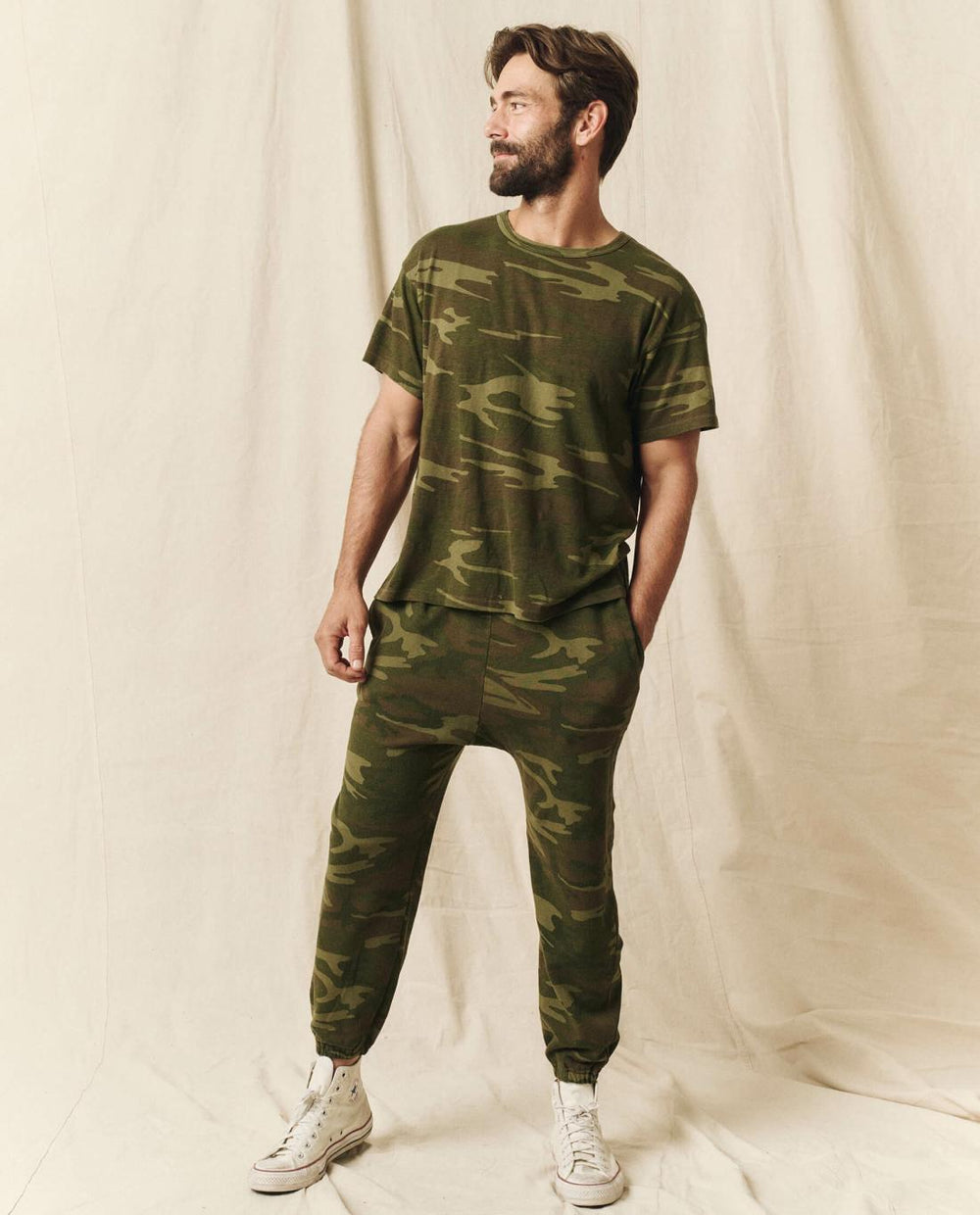 Tees &amp; Sweats | Men The Great. The Men's Boxy Crew. Deep Woods Camo