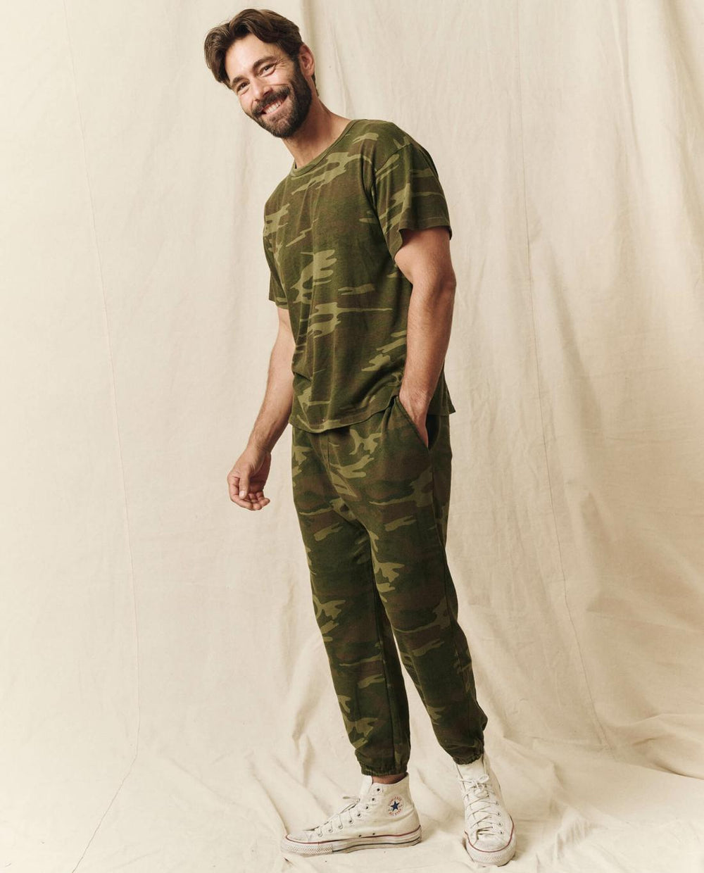 Tees &amp; Sweats | Men The Great. The Men's Boxy Crew. Deep Woods Camo