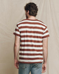 Tees &amp; Sweats | Men The Great. The Men's Boxy Crew. Solid Cognac Stripe