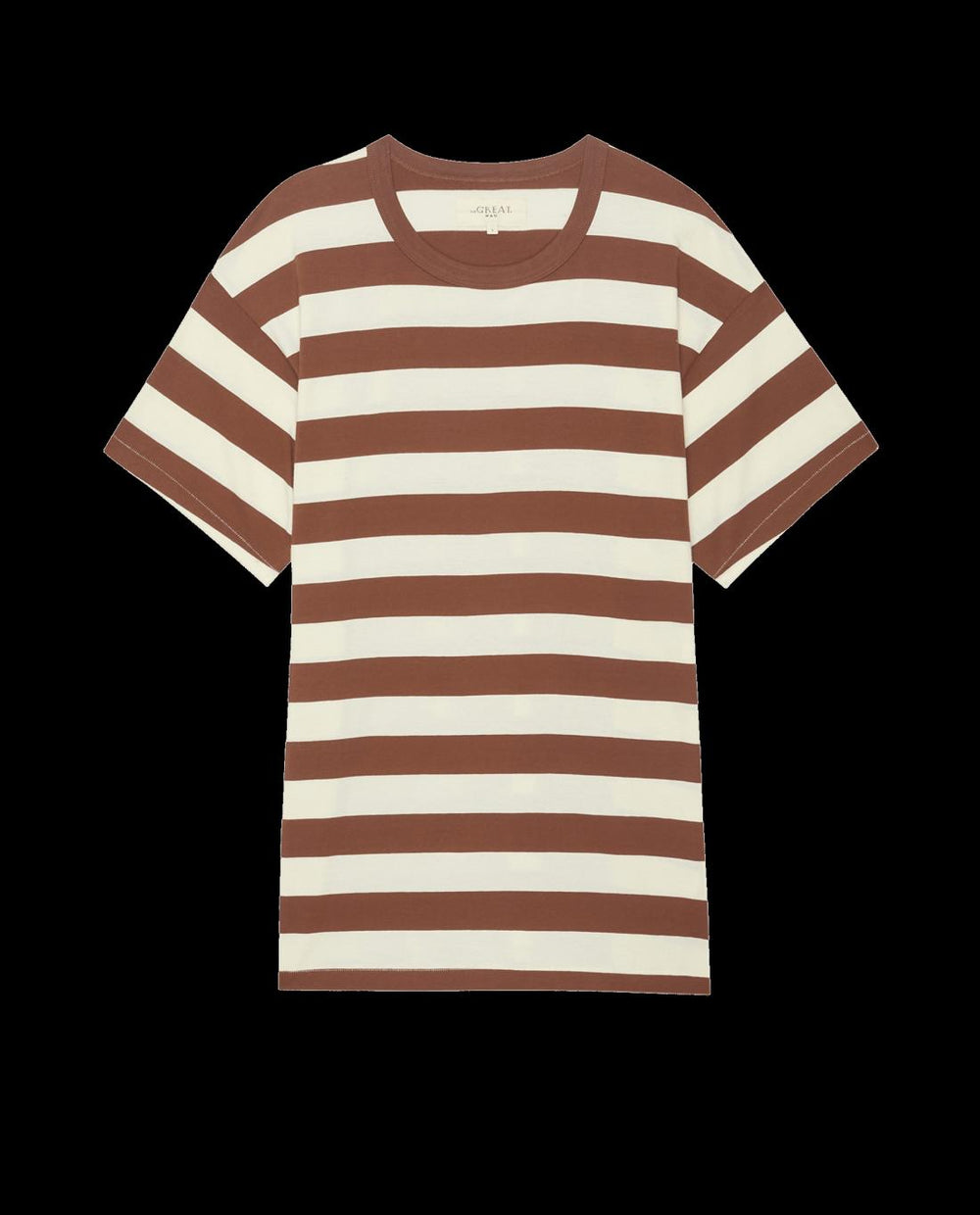 Tees &amp; Sweats | Men The Great. The Men's Boxy Crew. Solid Cognac Stripe