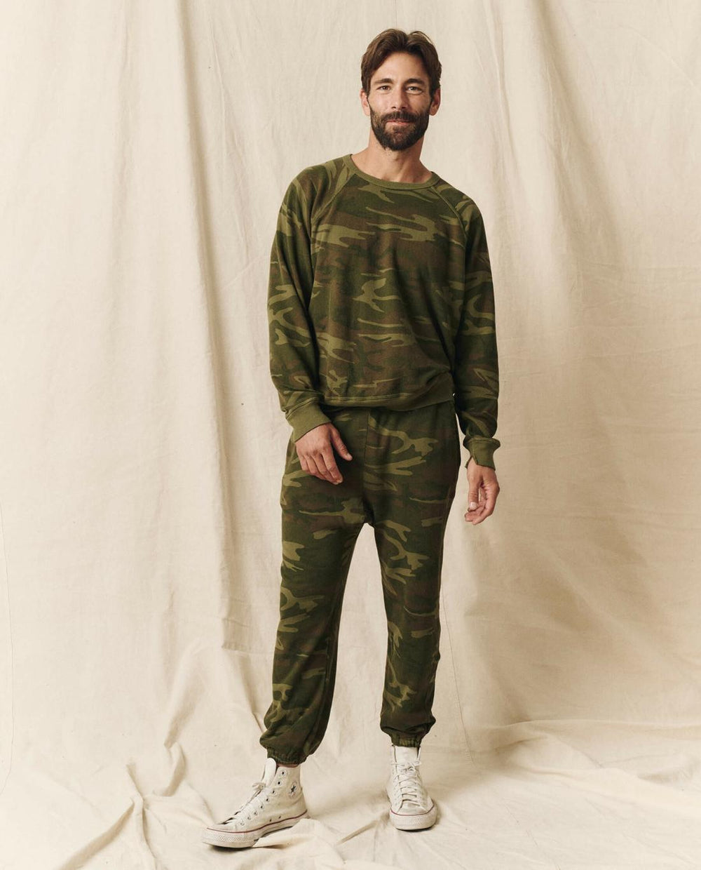 Tees &amp; Sweats | Men The Great. The Men's College Sweatshirt. Deep Woods Camo