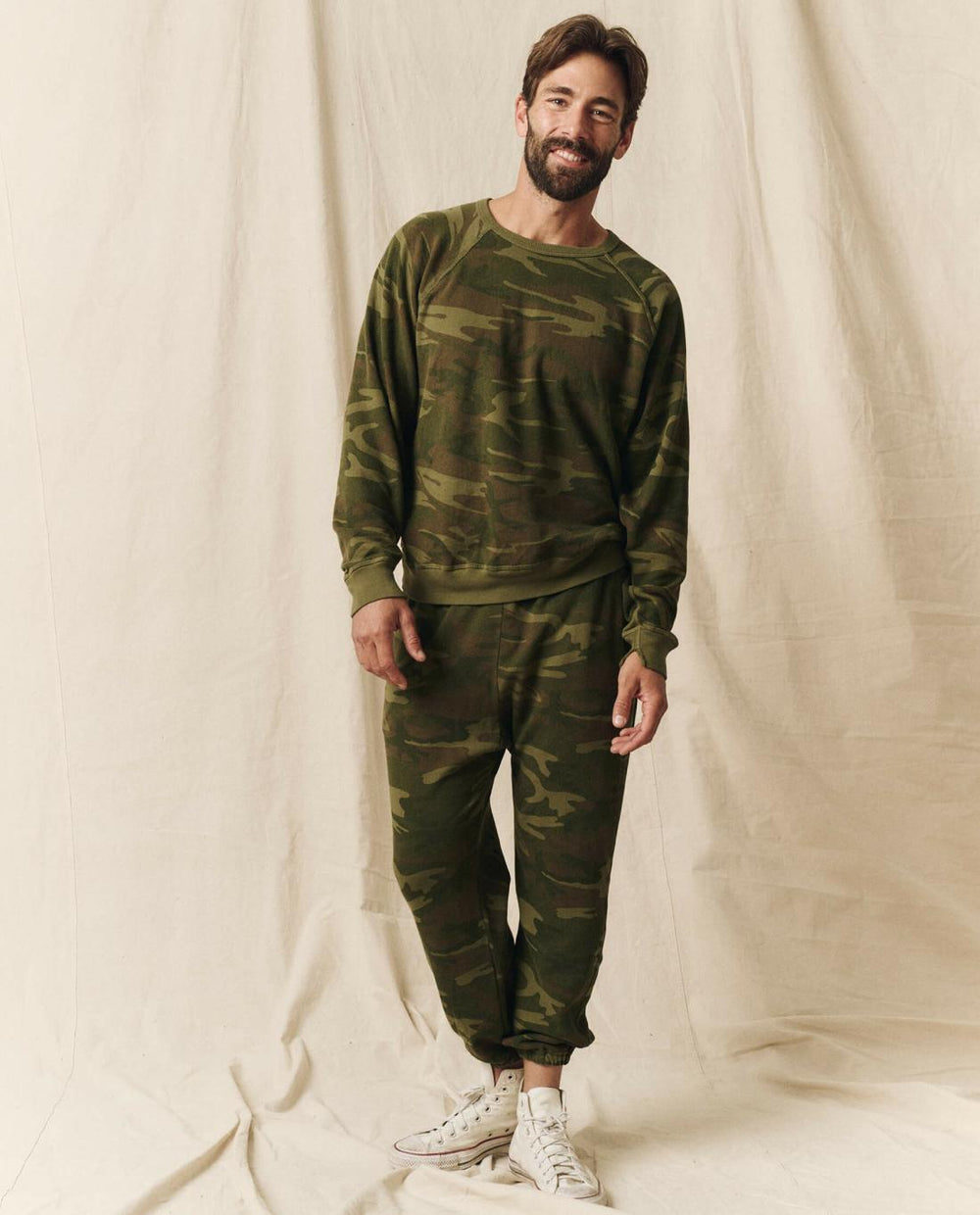 Tees &amp; Sweats | Men The Great. The Men's College Sweatshirt. Deep Woods Camo