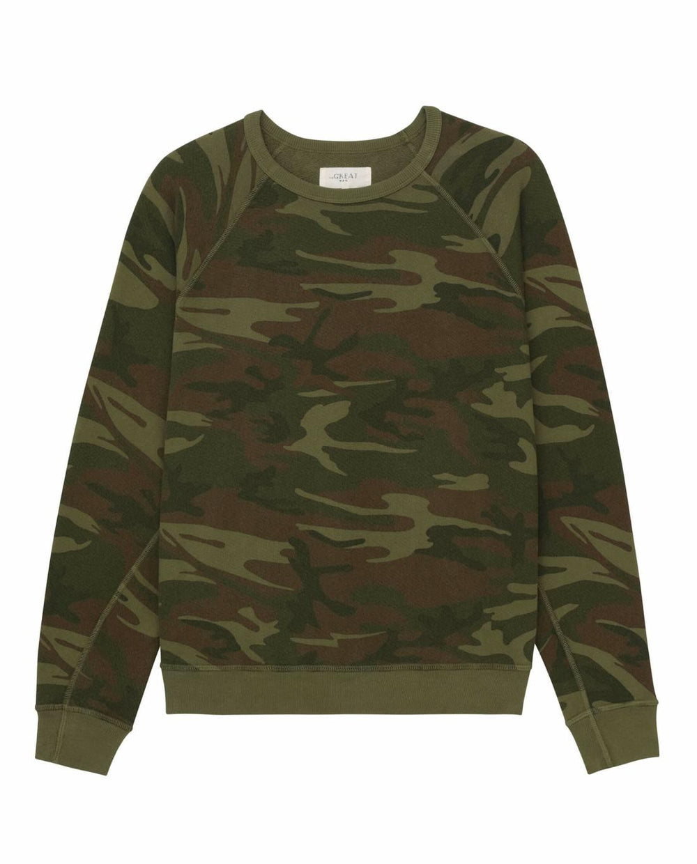 Tees &amp; Sweats | Men The Great. The Men's College Sweatshirt. Deep Woods Camo