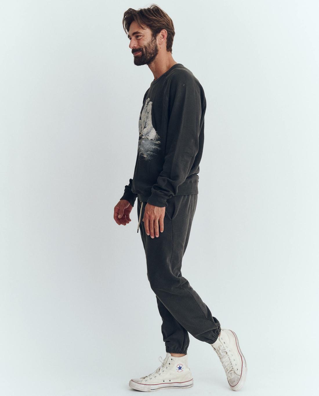 Tees &amp; Sweats | Men The Great. The Men's College Sweatshirt. Graphic Washed Black With Polar Bear