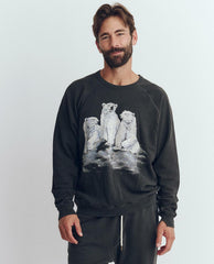 Tees &amp; Sweats | Men The Great. The Men's College Sweatshirt. Graphic Washed Black With Polar Bear