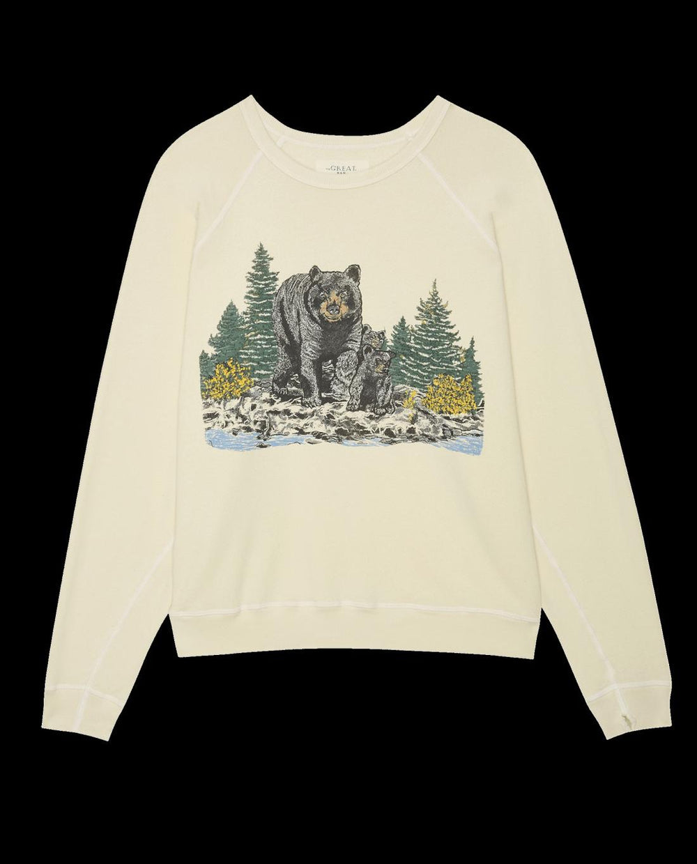 Tees &amp; Sweats | Men The Great. The Men's College Sweatshirt. Graphic Washed White With Black Bear