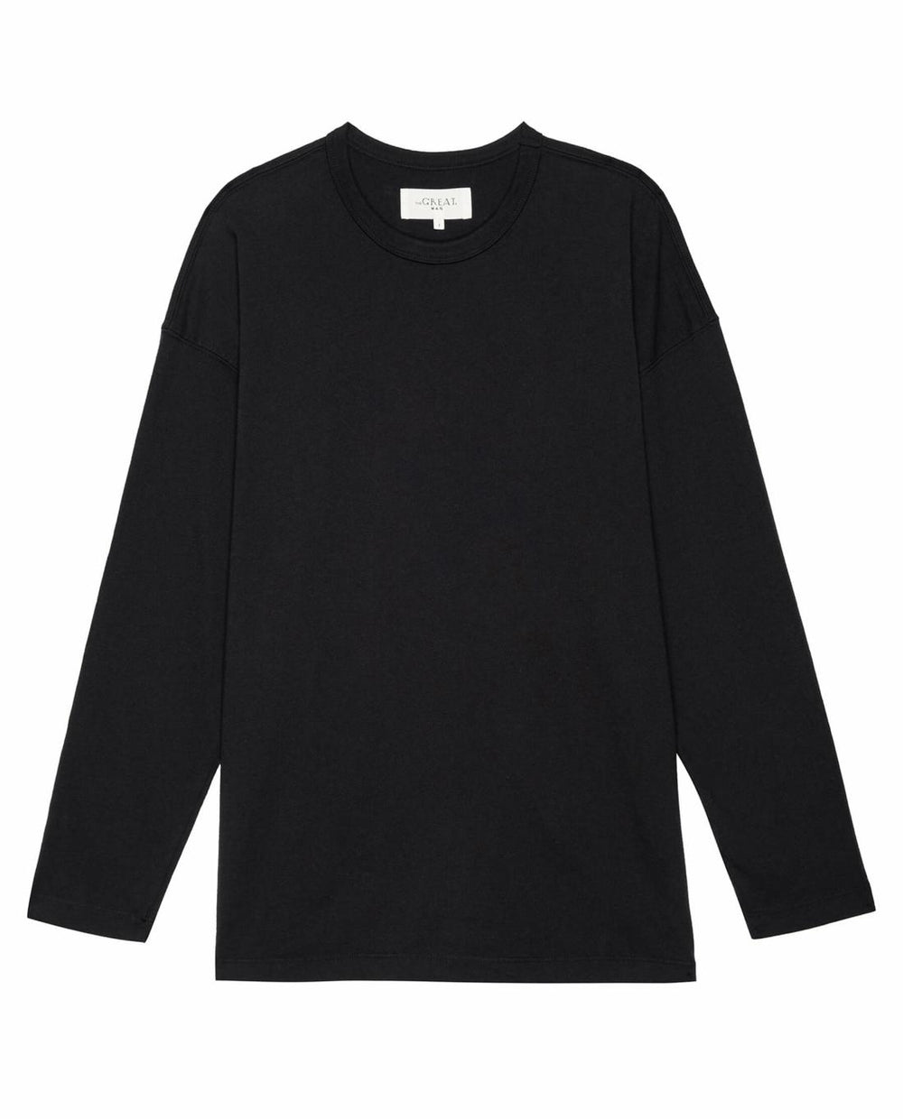 Tees &amp; Sweats | Men The Great. The Men's Pure Knits Long Sleeve Boxy Crew. Solid Almost Black