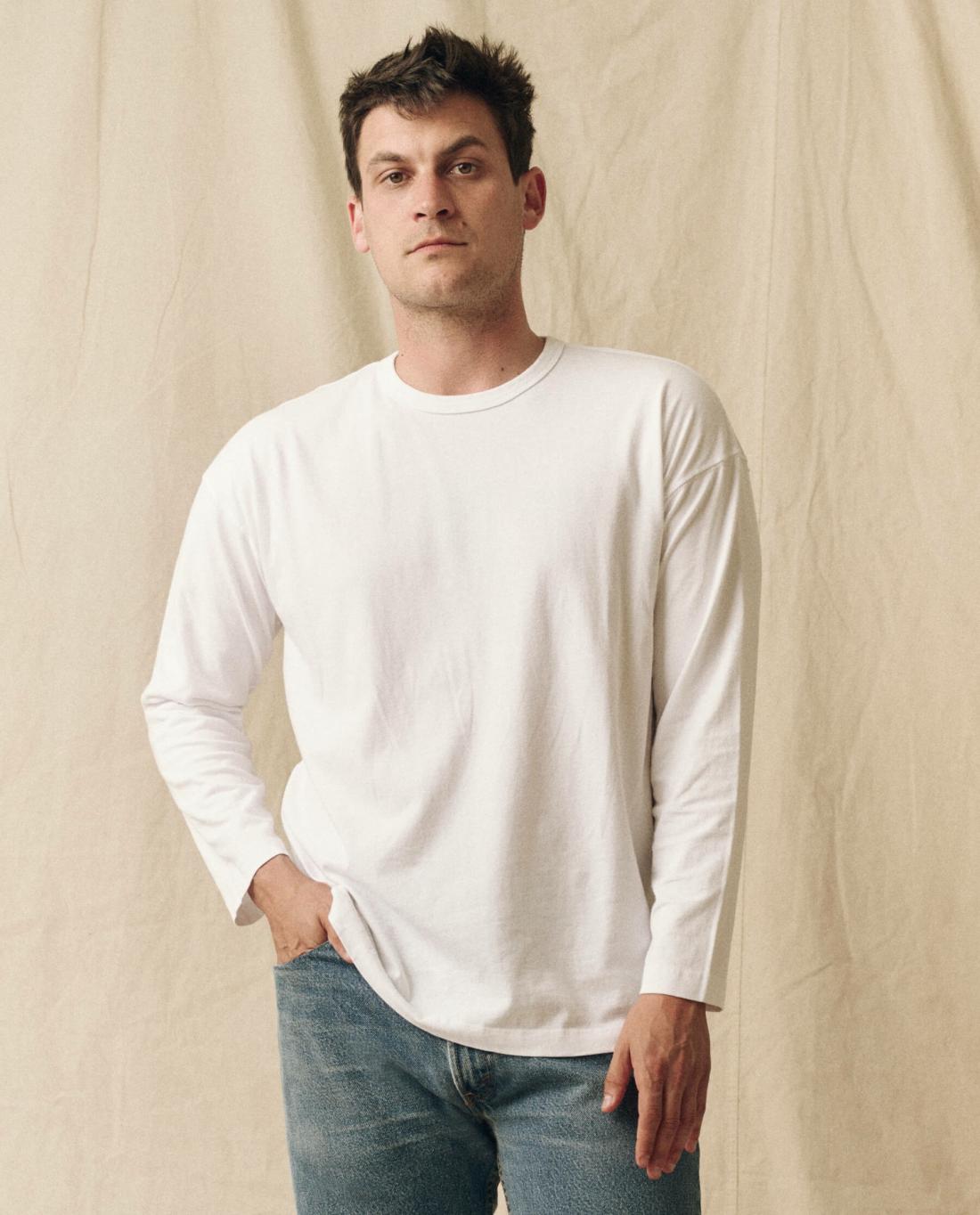 Tees &amp; Sweats | Men The Great. The Men's Pure Knits Long Sleeve Boxy Crew. Solid True White