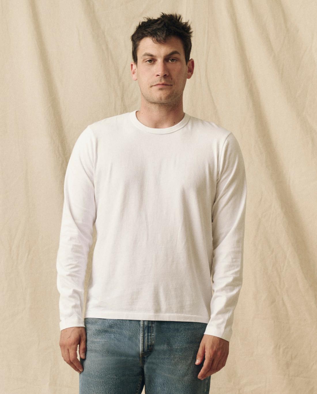 Tees &amp; Sweats | Men The Great. The Men's Pure Knits Long Sleeve Slim Crew. True White