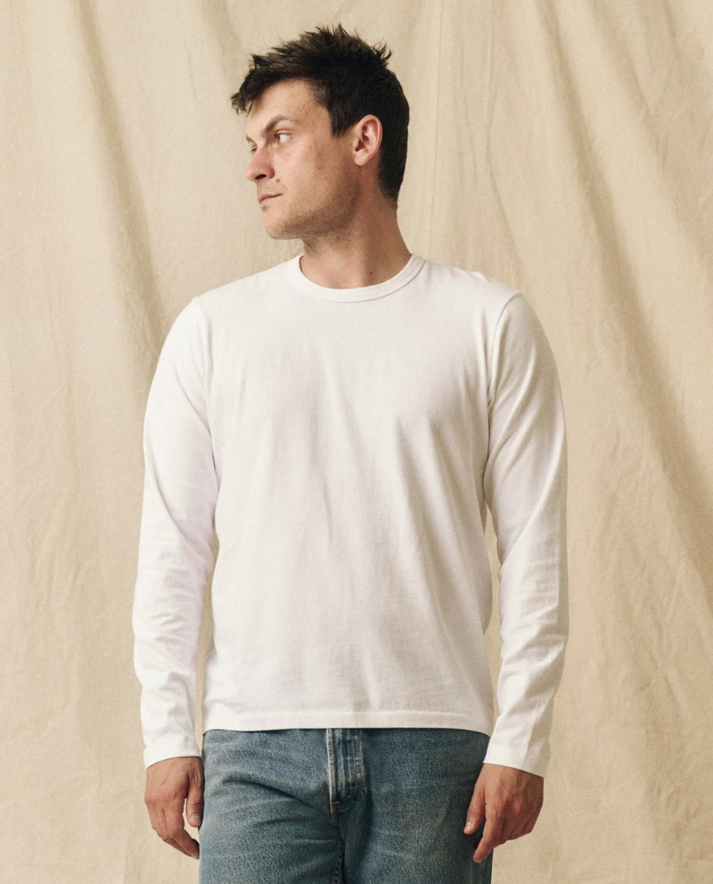 Tees &amp; Sweats | Men The Great. The Men's Pure Knits Long Sleeve Slim Crew. True White