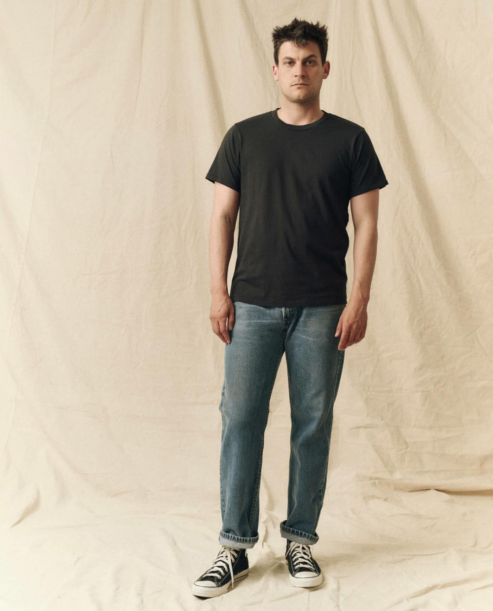 Tees &amp; Sweats | Men The Great. The Men's Pure Knits Slim Tee. Solid Almost Black