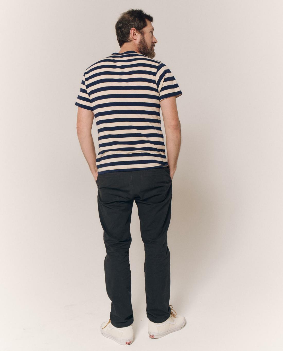 Tees &amp; Sweats | Men The Great. The Men's Slim Tee. Navy And Cream Scholar Stripe