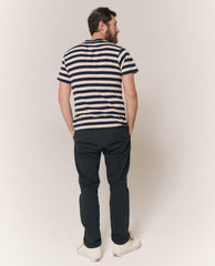 Tees &amp; Sweats | Men The Great. The Men's Slim Tee. Navy And Cream Scholar Stripe