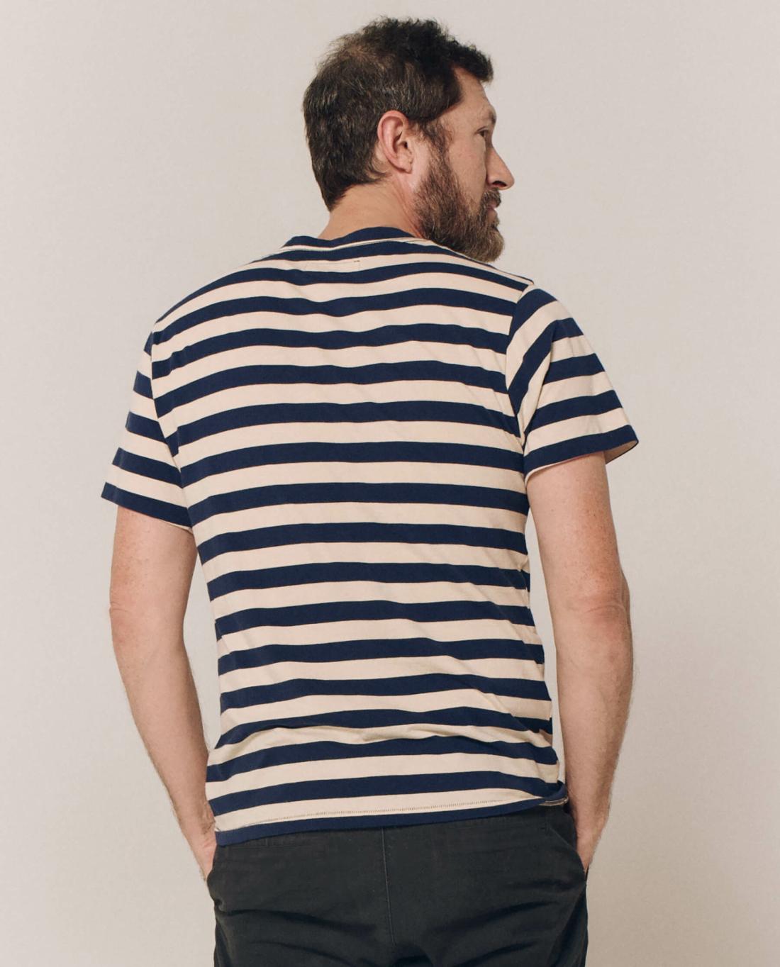 Tees &amp; Sweats | Men The Great. The Men's Slim Tee. Navy And Cream Scholar Stripe