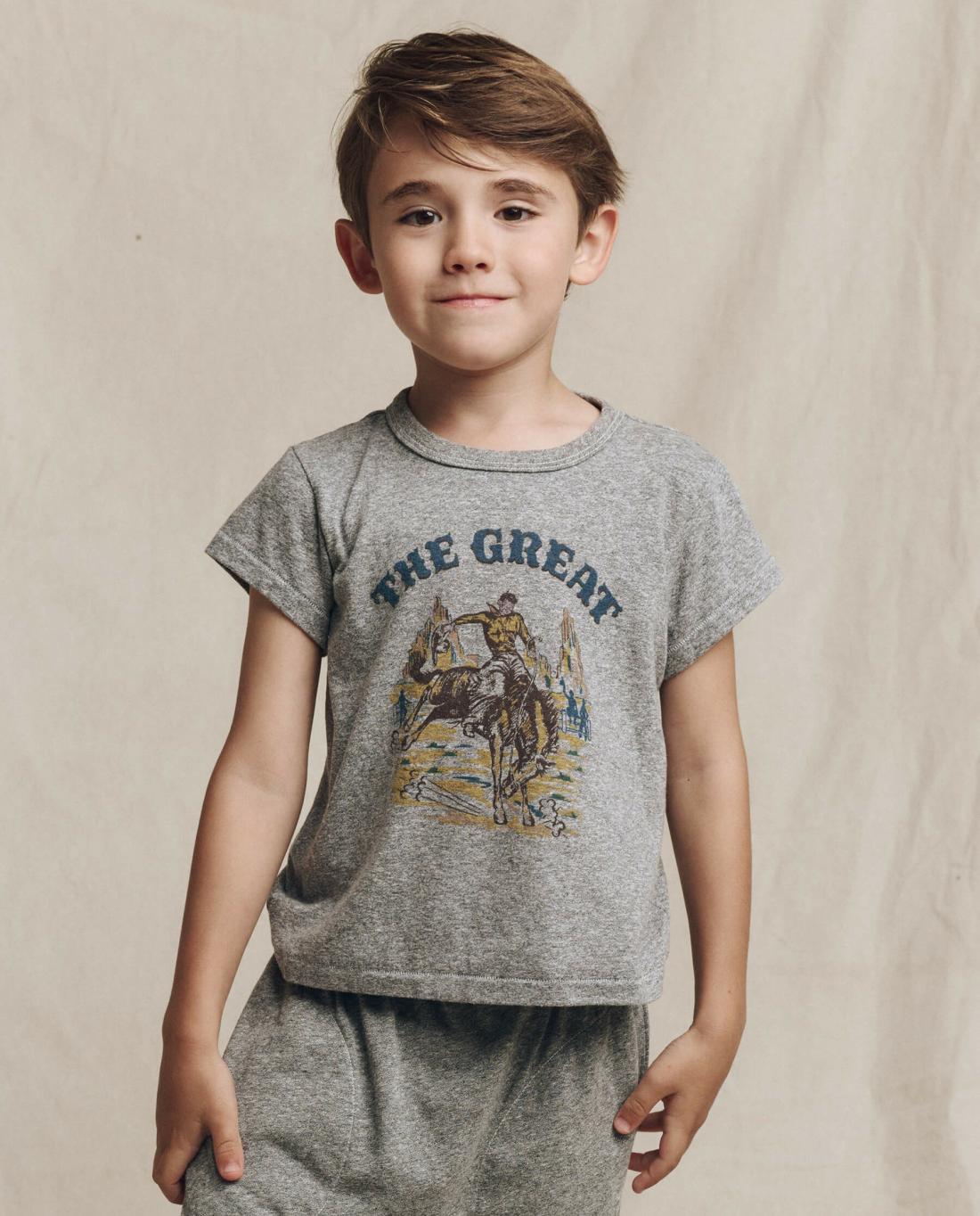 Tees &amp; Sweats | Kids The Great. The Little Boxy Crew. Graphic Heather Grey With Rodeo Graphic