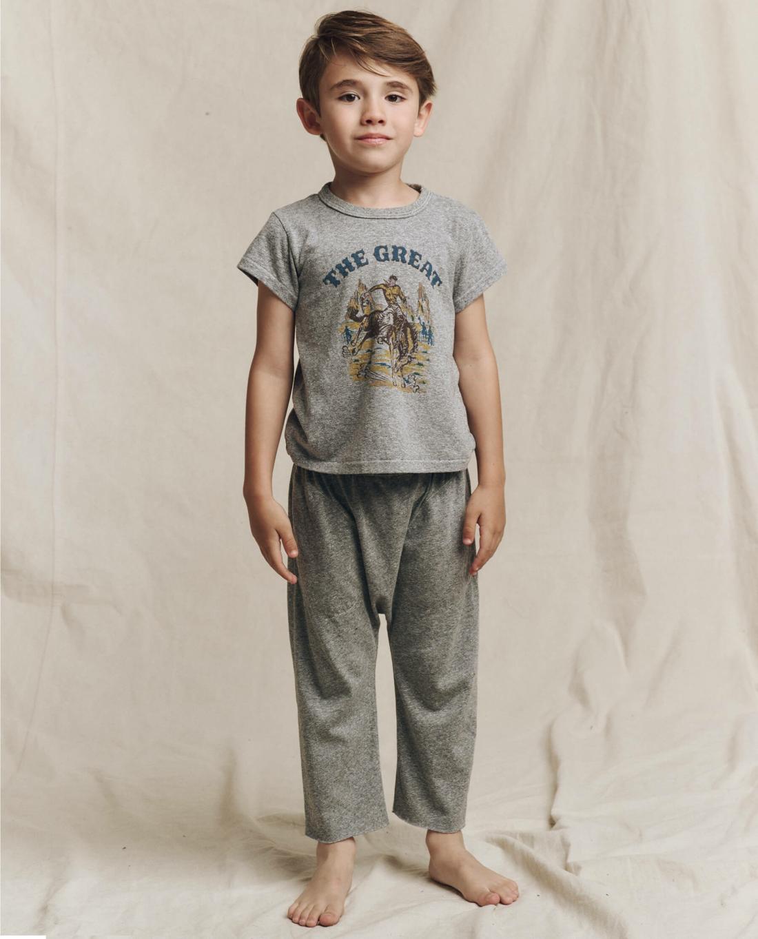 Tees &amp; Sweats | Kids The Great. The Little Boxy Crew. Graphic Heather Grey With Rodeo Graphic