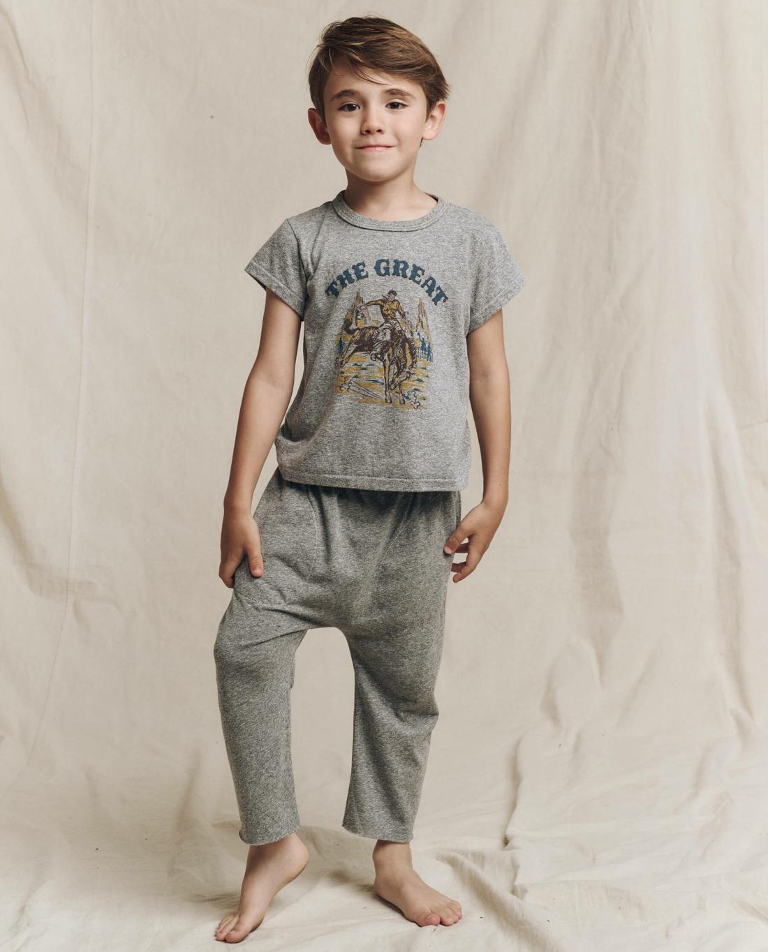 Tees &amp; Sweats | Kids The Great. The Little Boxy Crew. Graphic Heather Grey With Rodeo Graphic