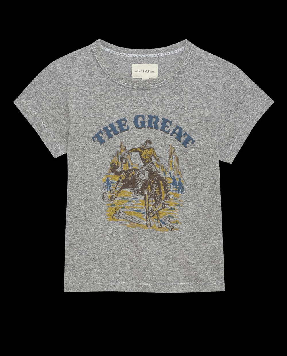 Tees &amp; Sweats | Kids The Great. The Little Boxy Crew. Graphic Heather Grey With Rodeo Graphic