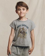 Tees &amp; Sweats | Kids The Great. The Little Boxy Crew. Graphic Heather Grey With Rodeo Graphic