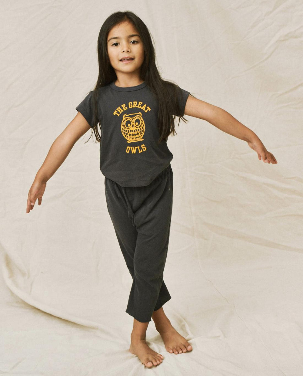 Tees &amp; Sweats | Kids The Great. The Little Boxy Crew. Graphic Navy With Owl Graphic