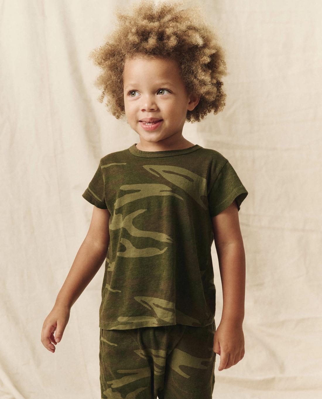 Tees &amp; Sweats | Kids The Great. The Little Boxy Crew. Novelty Deep Woods Camo