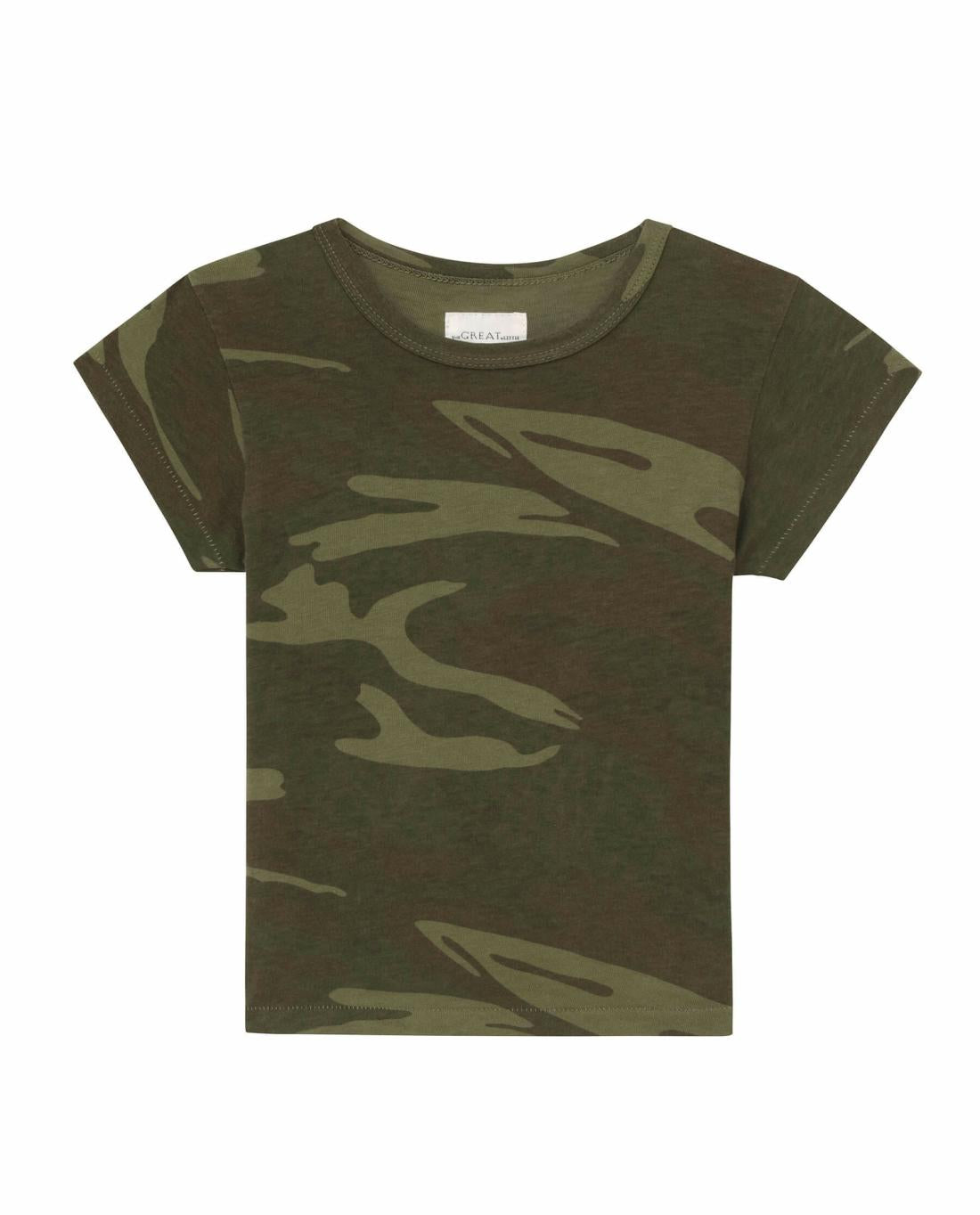 Tees &amp; Sweats | Kids The Great. The Little Boxy Crew. Novelty Deep Woods Camo