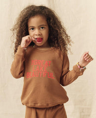 Tees &amp; Sweats | Kids The Great. The Little College Sweatshirt. Bright Maple With The Great Lake Bea