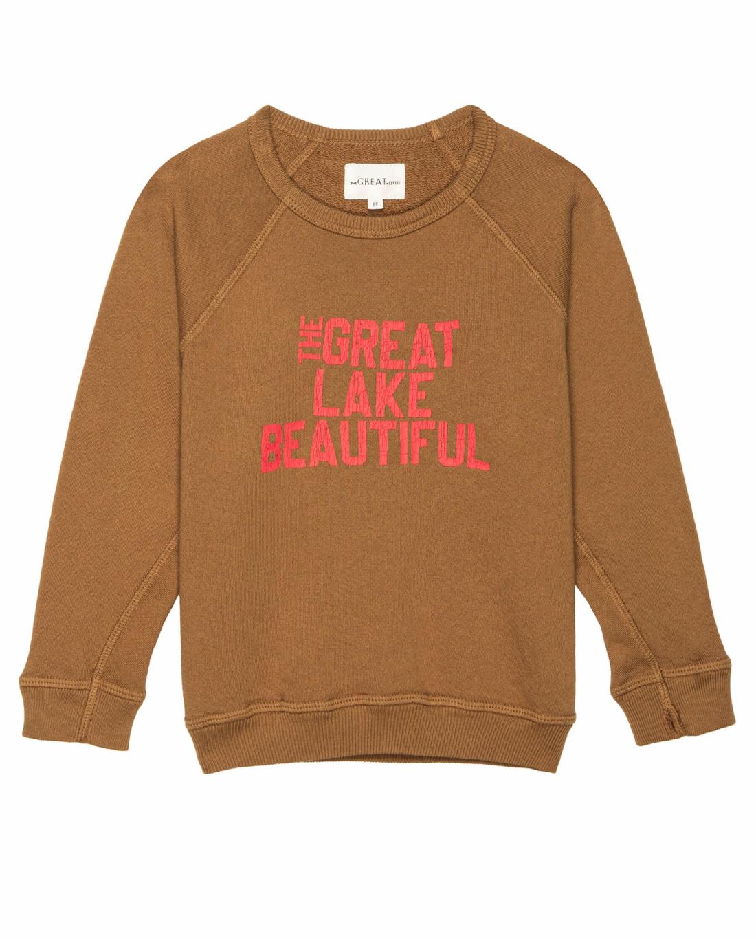 Tees &amp; Sweats | Kids The Great. The Little College Sweatshirt. Bright Maple With The Great Lake Bea
