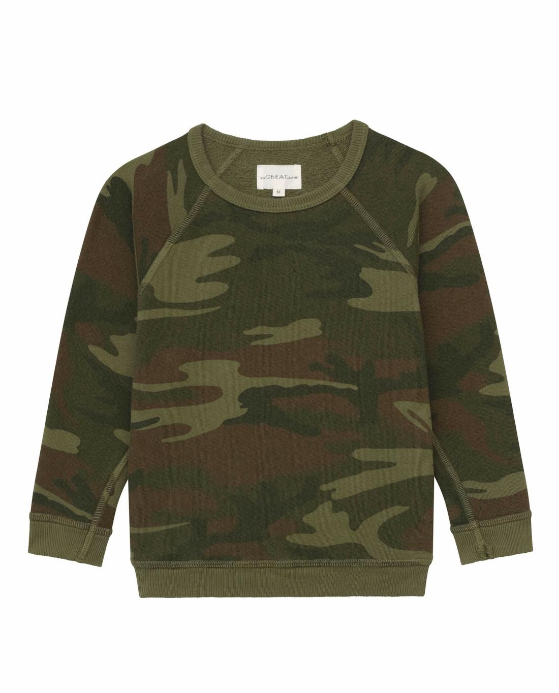 Tees &amp; Sweats | Kids The Great. The Little College Sweatshirt. Deep Woods Camo