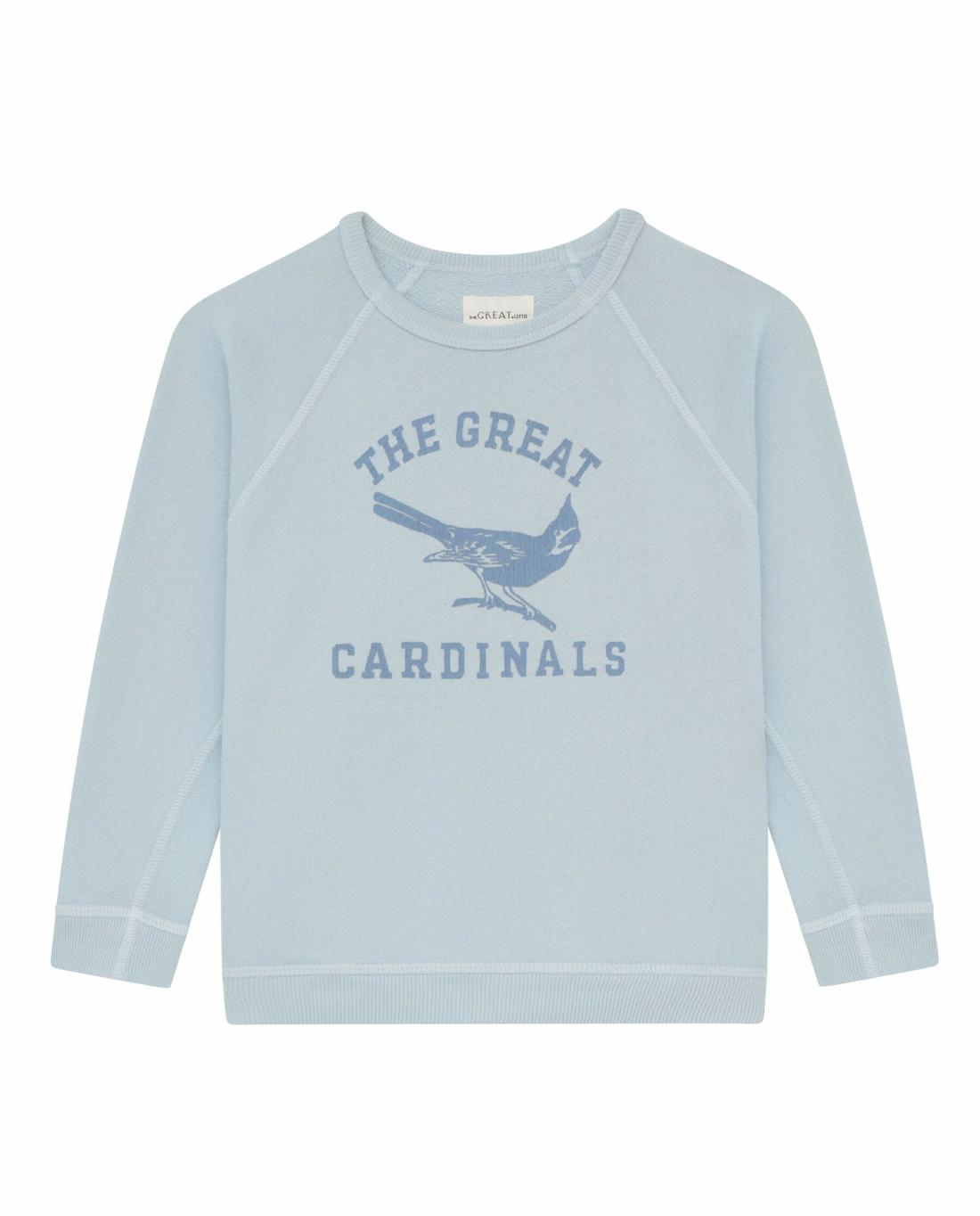 Tees &amp; Sweats | Kids The Great. The Little College Sweatshirt. Graphic Light Sky With Perched Cardi
