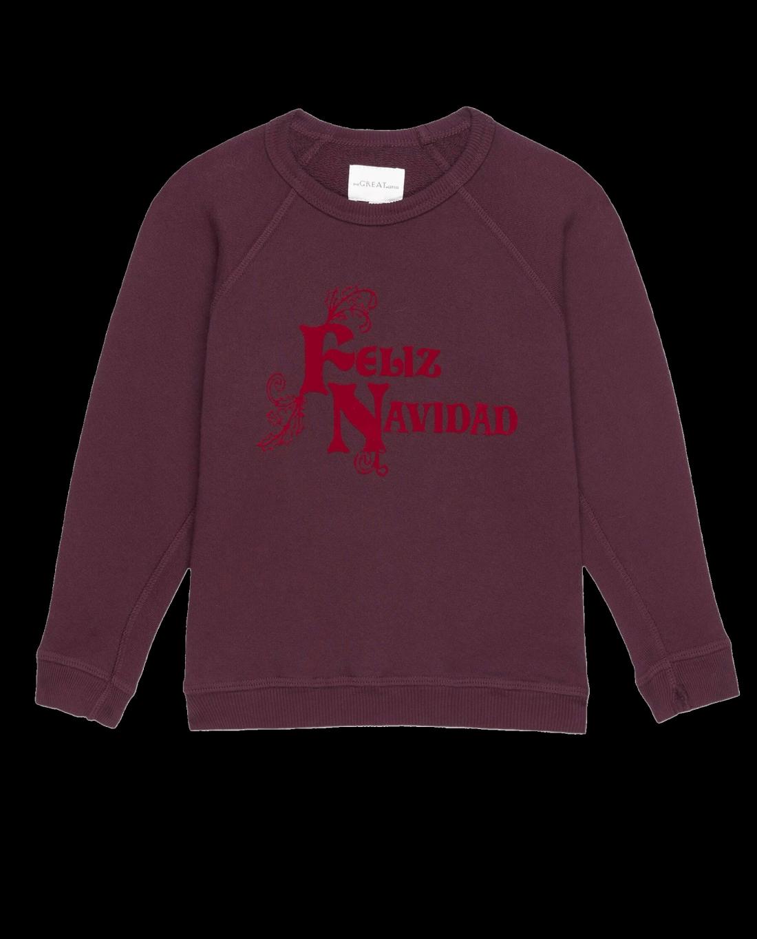 Tees &amp; Sweats | Kids The Great. The Little College Sweatshirt. Graphic Mulled Wine With Feliz Navid