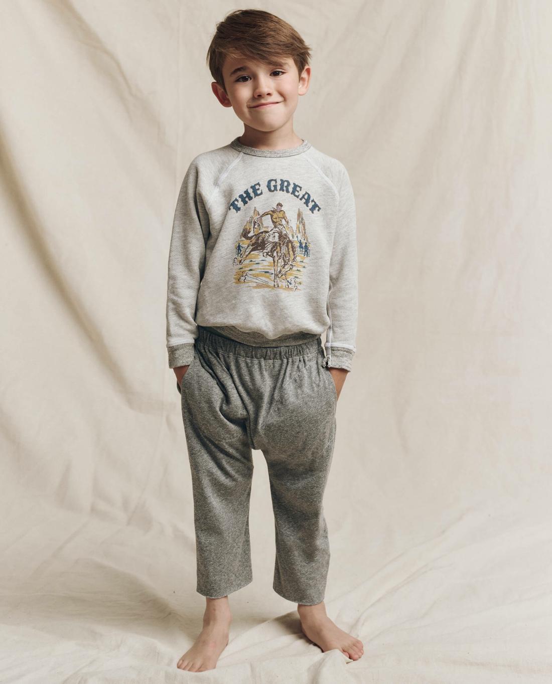 Tees &amp; Sweats | Kids The Great. The Little College Sweatshirt. Graphic Soft Heather Grey With Rodeo