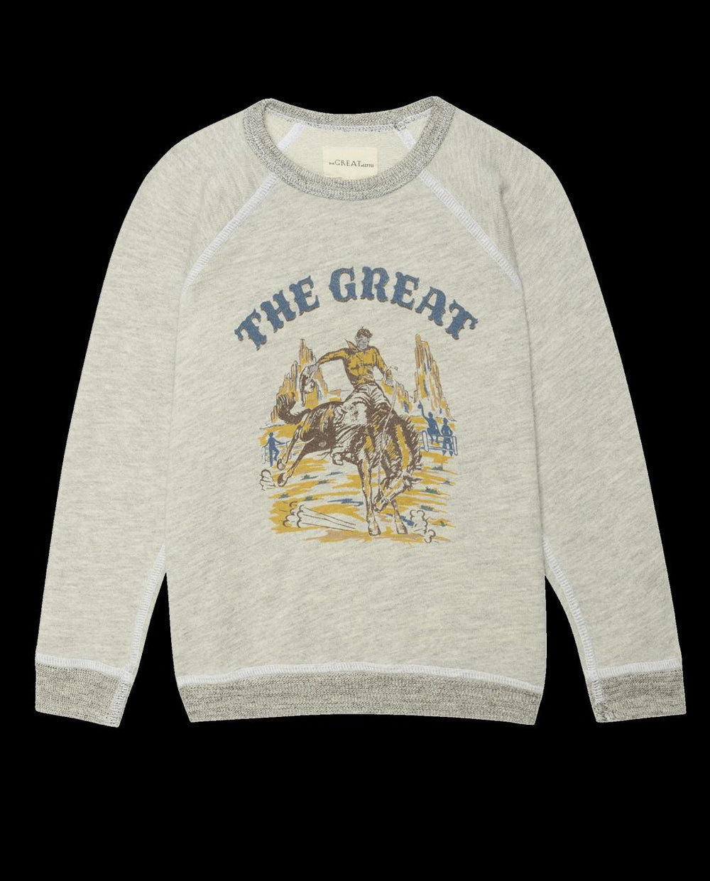 Tees &amp; Sweats | Kids The Great. The Little College Sweatshirt. Graphic Soft Heather Grey With Rodeo