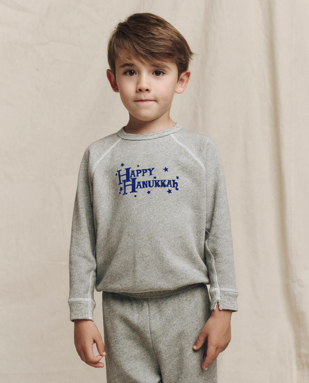Tees &amp; Sweats | Kids The Great. The Little College Sweatshirt. Graphic Varsity Grey With Hannukah G